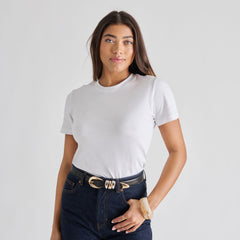 MIXED METAL BUCKLE BELT BLACK