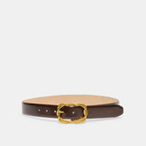 BRAIDED BUCKLE BELT MAHOGANY GOLD