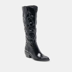 MIRLA EXTRA WIDE CALF BOOTS BLACK LEATHER