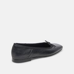 ANISA WIDE BALLET FLATS BLACK LEATHER - re:vita