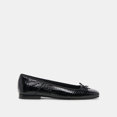 ANISA BALLET FLATS NOIR EMBOSSED LEATHER - re:vita