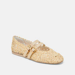 BAYLEE SUNFLOWER WIDE BALLET FLATS LT NATURAL MACRAME