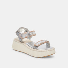 DEBRA SANDALS SILVER DISTRESSED LEATHER - re:vita
