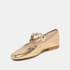 RELAN BALLET FLATS GOLD DISTRESSED LEATHER