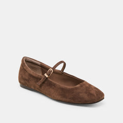 REYES BALLET FLATS DK BROWN SUEDE