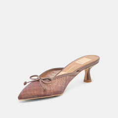 CLEO HEELS COGNAC PLAID MESH
