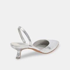 CORSA HEELS SILVER CRACKLED LEATHER - re:vita