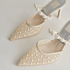 KATIK PEARL HEELS IVORY MESH - re:vita