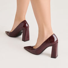 MISTY HEELS BURGUNDY CROCO EMBOSSED LEATHER