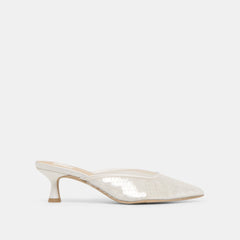 CLEO SEQUIN HEELS IVORY SEQUIN