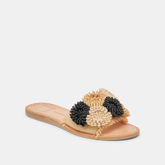 DANELA SANDALS BLACK NATURAL RAFFIA