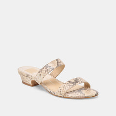 KAMILE SANDALS NATURAL SNAKE EMBOSSED LEATHER
