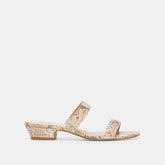 KAMILE SANDALS NATURAL SNAKE EMBOSSED LEATHER