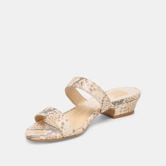 KAMILE SANDALS NATURAL SNAKE EMBOSSED LEATHER