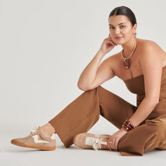 NOTICE EYELET PERF SNEAKERS CAMEL SUEDE