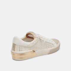 ZINA WIDE SNEAKERS BONE GOLD WOVEN