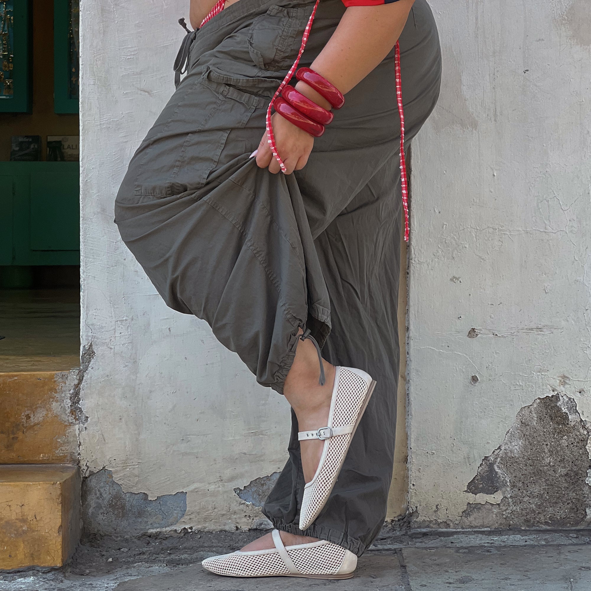 RODNI MESH BALLET FLATS CREME WOVEN MESH