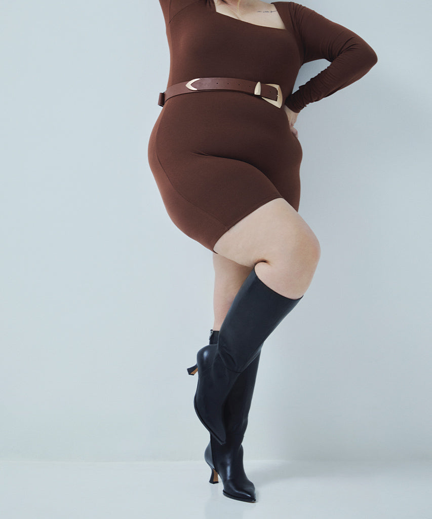 AUGGIE EXTRA WIDE CALF BOOTS BLACK LEATHER - re:vita