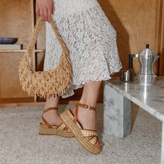 WRILEY SANDALS SADDLE WOVEN RAFFIA