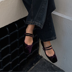 GIBSEN BALLET FLATS BURGUNDY VELVET