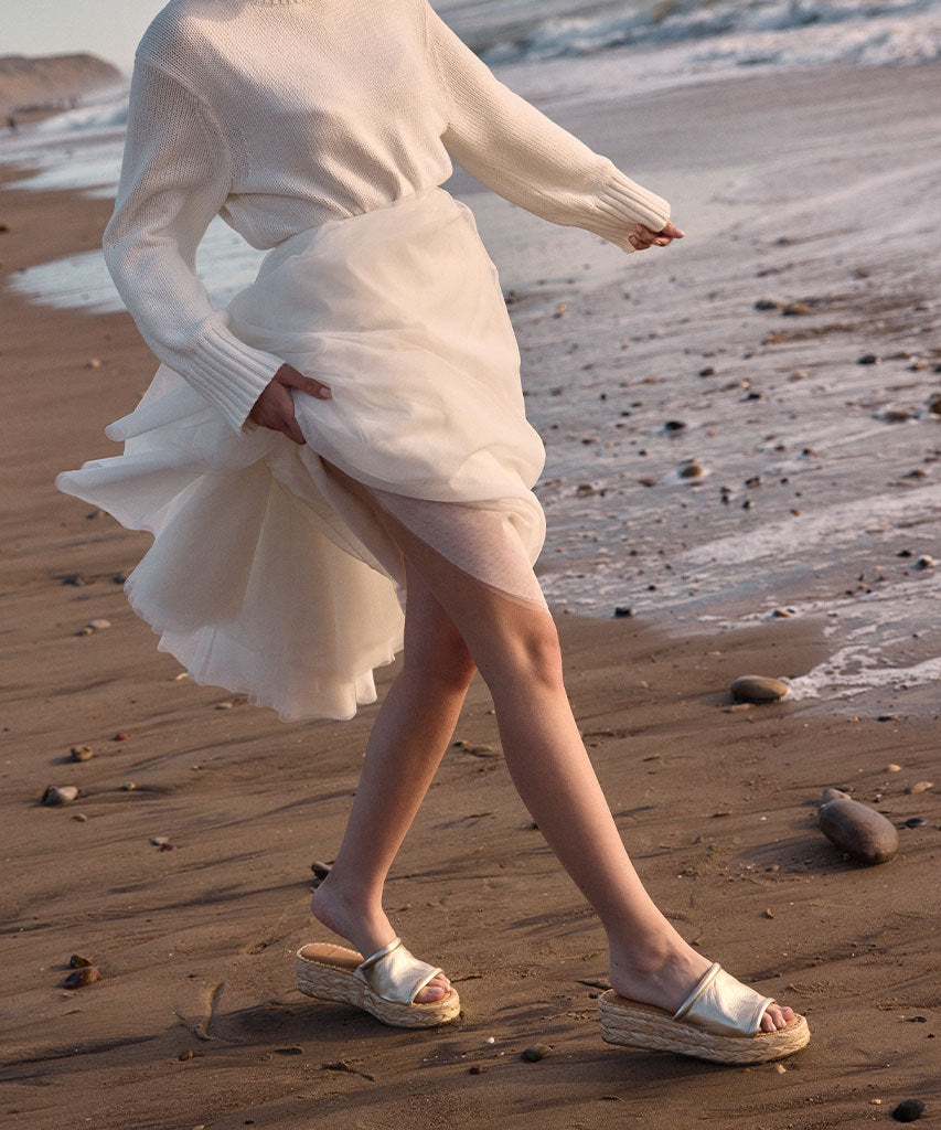 CHAVI SANDALS LIGHT GOLD METALLIC LEATHER - re:vita