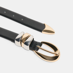 MIXED METAL BUCKLE BELT BLACK