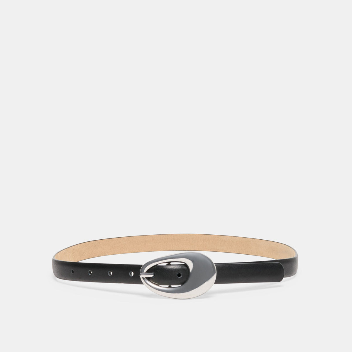 ORGANIC OVAL BUCKLE BELT BLACK SILVER