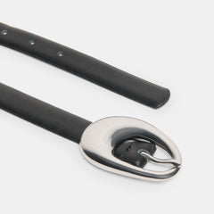 ORGANIC OVAL BUCKLE BELT BLACK SILVER
