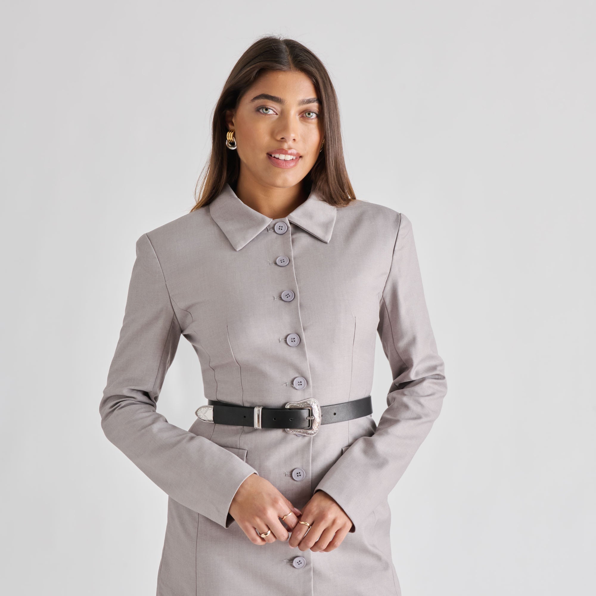 VINTAGE WESTERN BUCKLE BELT BLACK SILVER