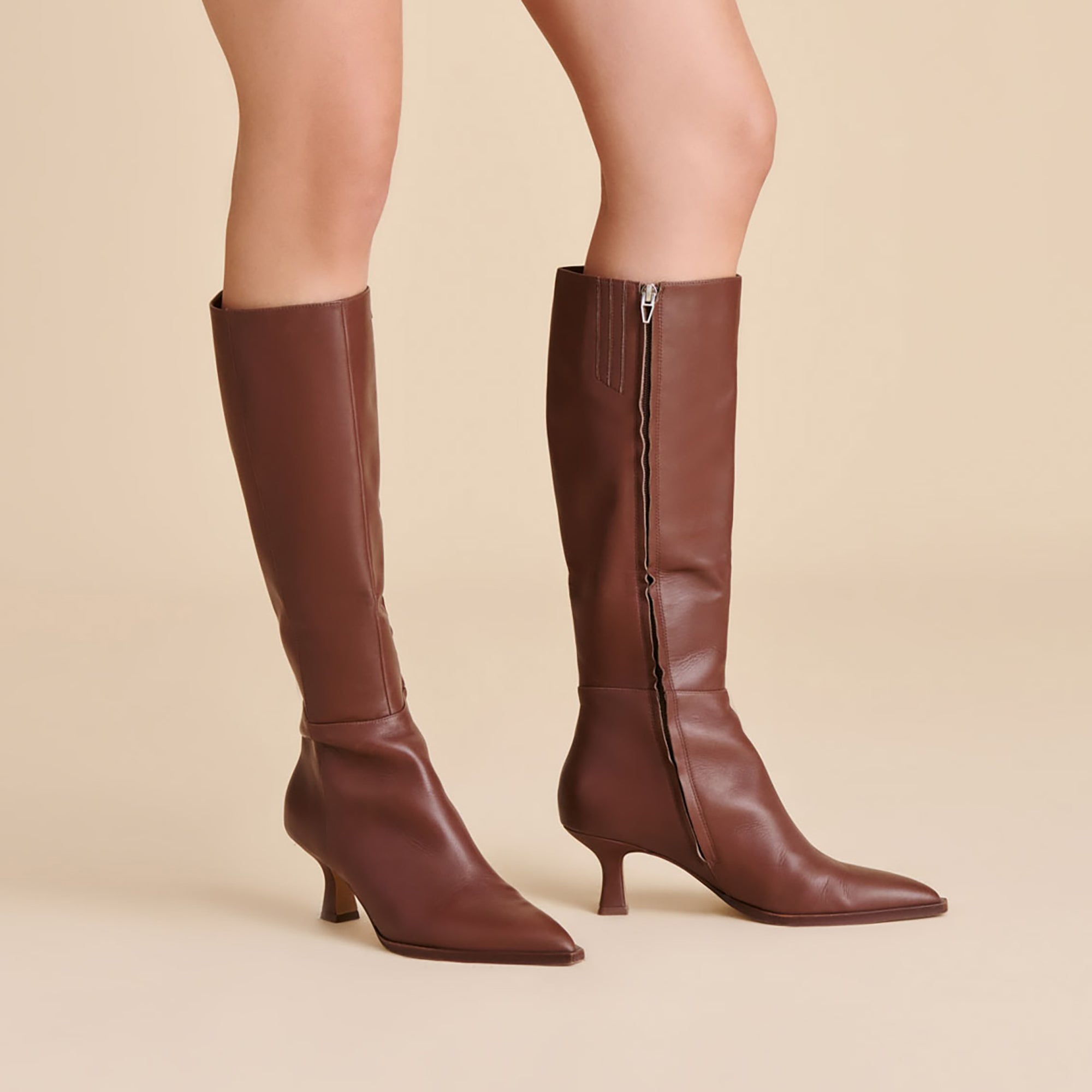 AUGGIE NARROW CALF BOOTS CHOCOLATE LEATHER