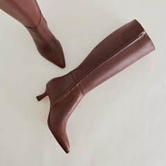 AUGGIE EXTRA WIDE CALF BOOTS CHOCOLATE LEATHER - re:vita