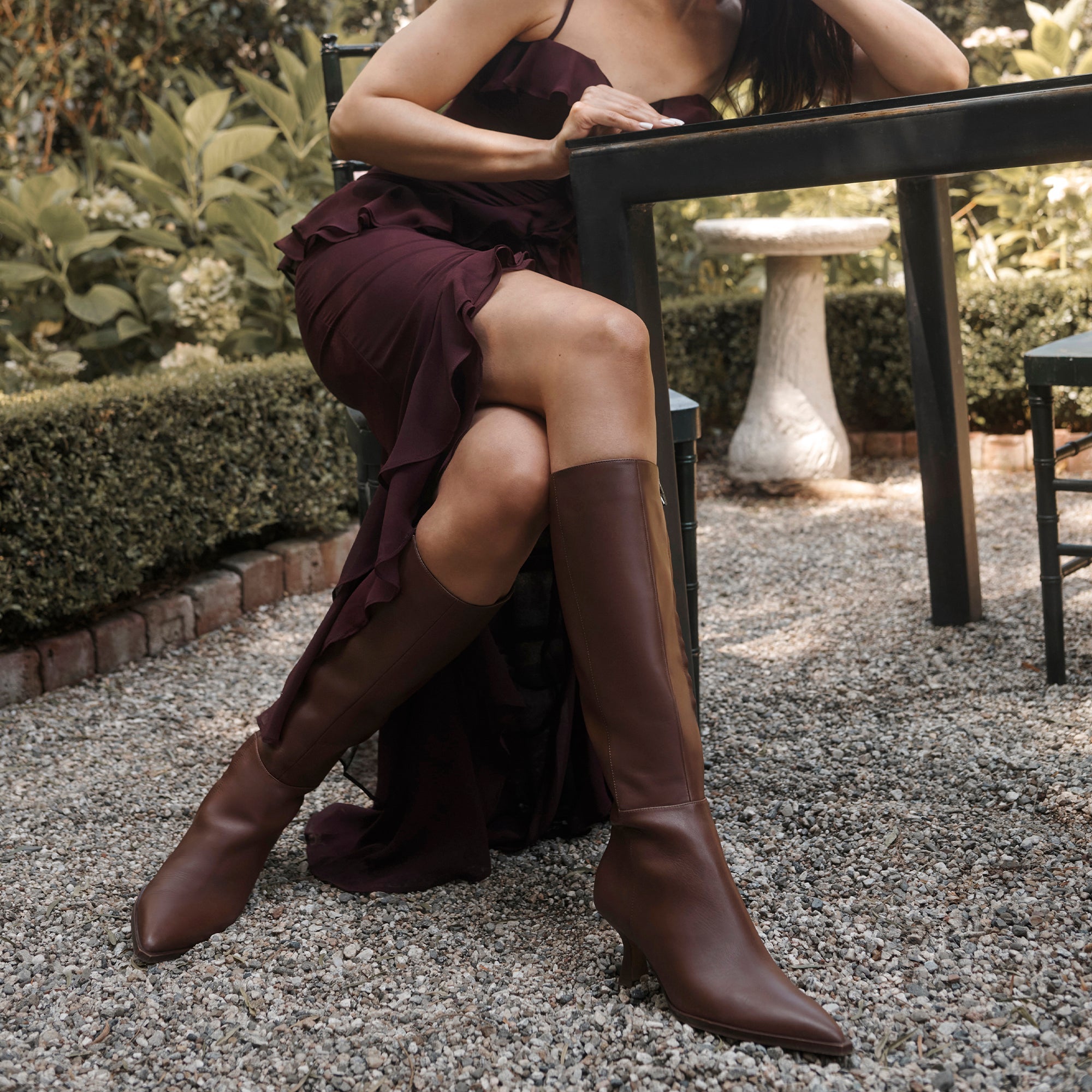 AUGGIE NARROW CALF BOOTS CHOCOLATE LEATHER