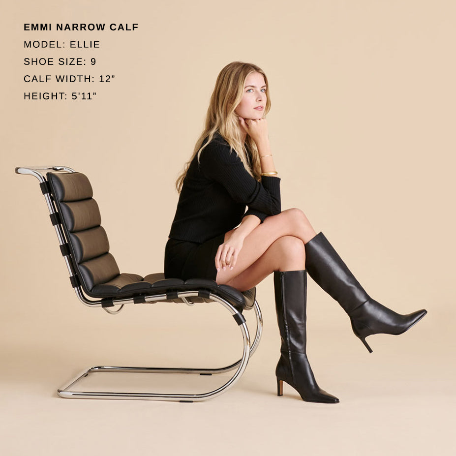 EMMI NARROW CALF BOOTS BLACK LEATHER