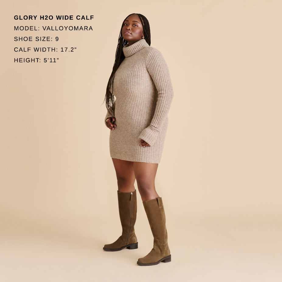 GLORY H2O WIDE CALF BOOTS OLIVE SUEDE