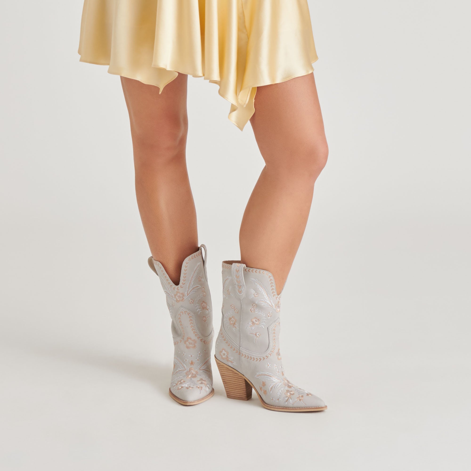 JESSEY FLORAL BOOTS LIGHT BLUE NUBUCK