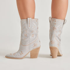 JESSEY FLORAL BOOTS LIGHT BLUE NUBUCK