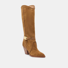 JODY WIDE CALF BOOTS LT BROWN SUEDE
