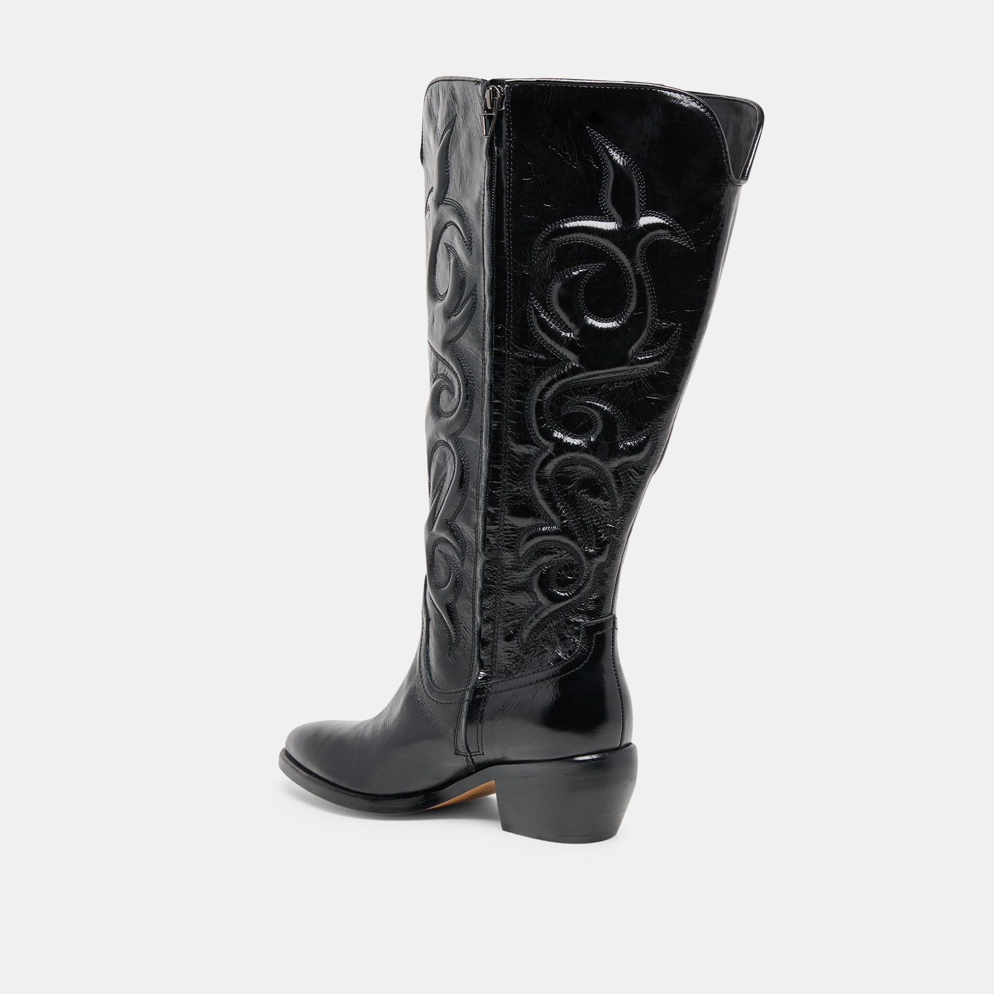 MIRLA EXTRA WIDE CALF BOOTS BLACK LEATHER