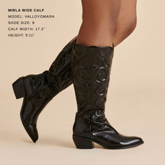 MIRLA WIDE CALF BOOTS BLACK LEATHER