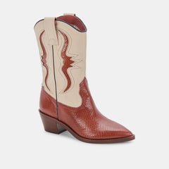 SUZZY BOOTS BROWN EMBOSSED LEATHER - re:vita