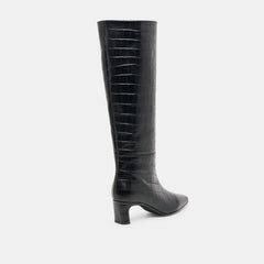 TRIXI BOOTS NOIR CROCO EMBOSSED LEATHER