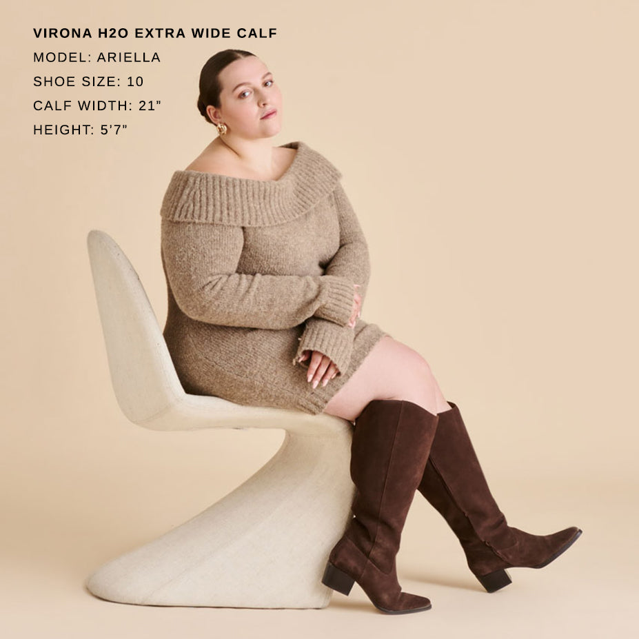 VIRONA H2O EXTRA WIDE CALF BOOTS DK BROWN SUEDE