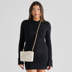 ROZEY CLUTCH WHITE SATIN