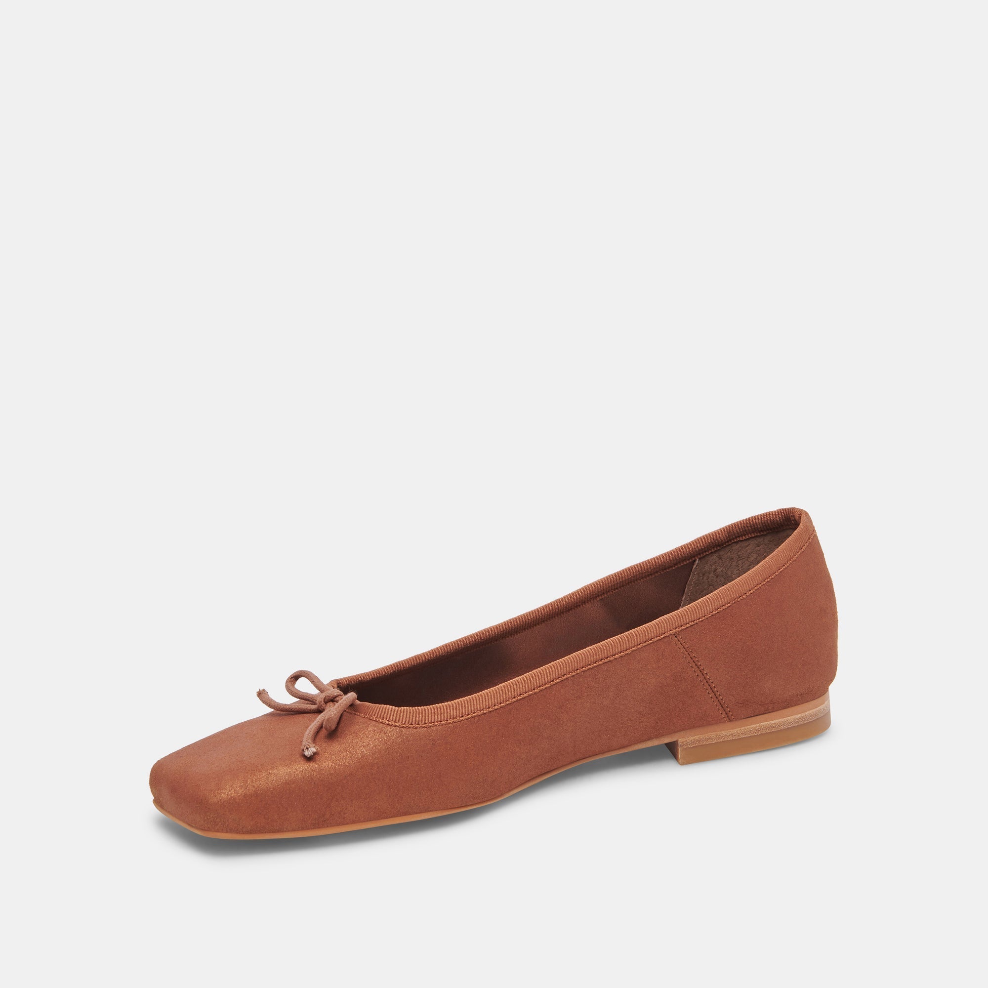 ANISA WIDE BALLET FLATS COPPER METALLIC SUEDE - re:vita