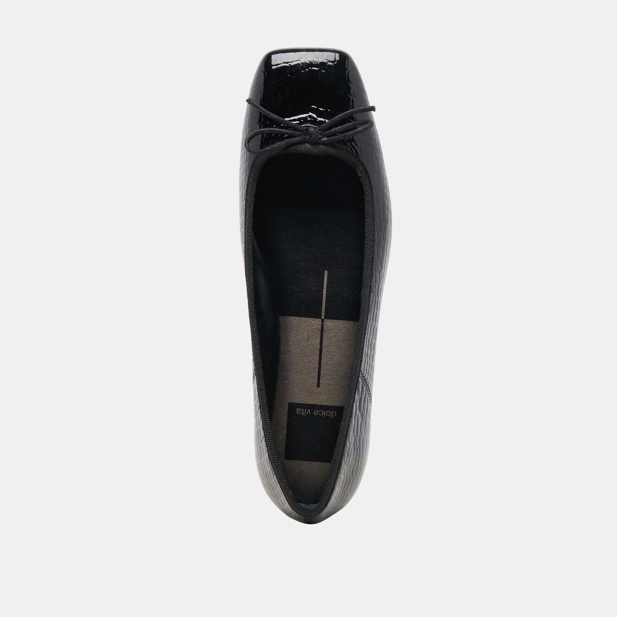 ANISA BALLET FLATS NOIR EMBOSSED LEATHER - re:vita
