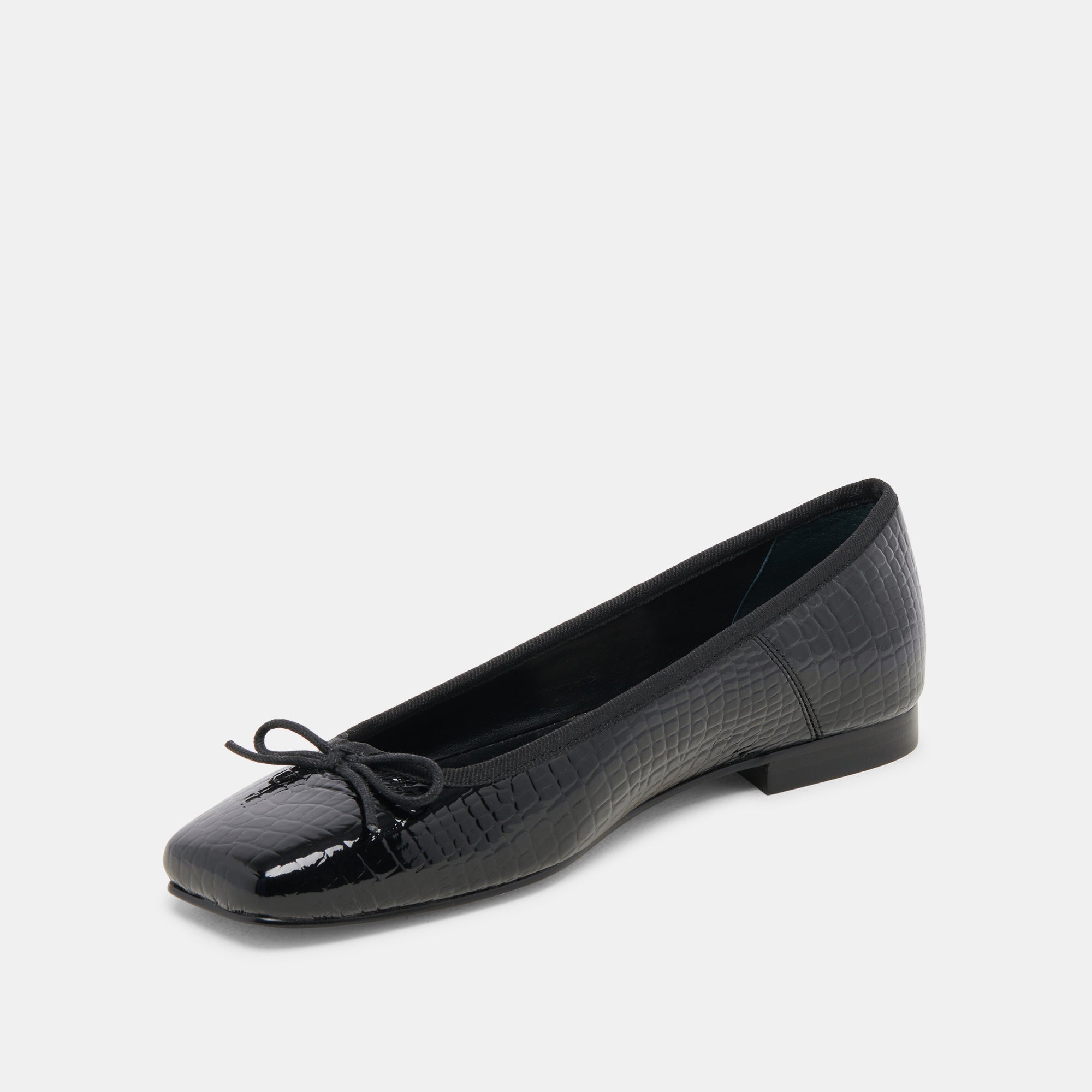 ANISA BALLET FLATS NOIR EMBOSSED LEATHER - re:vita