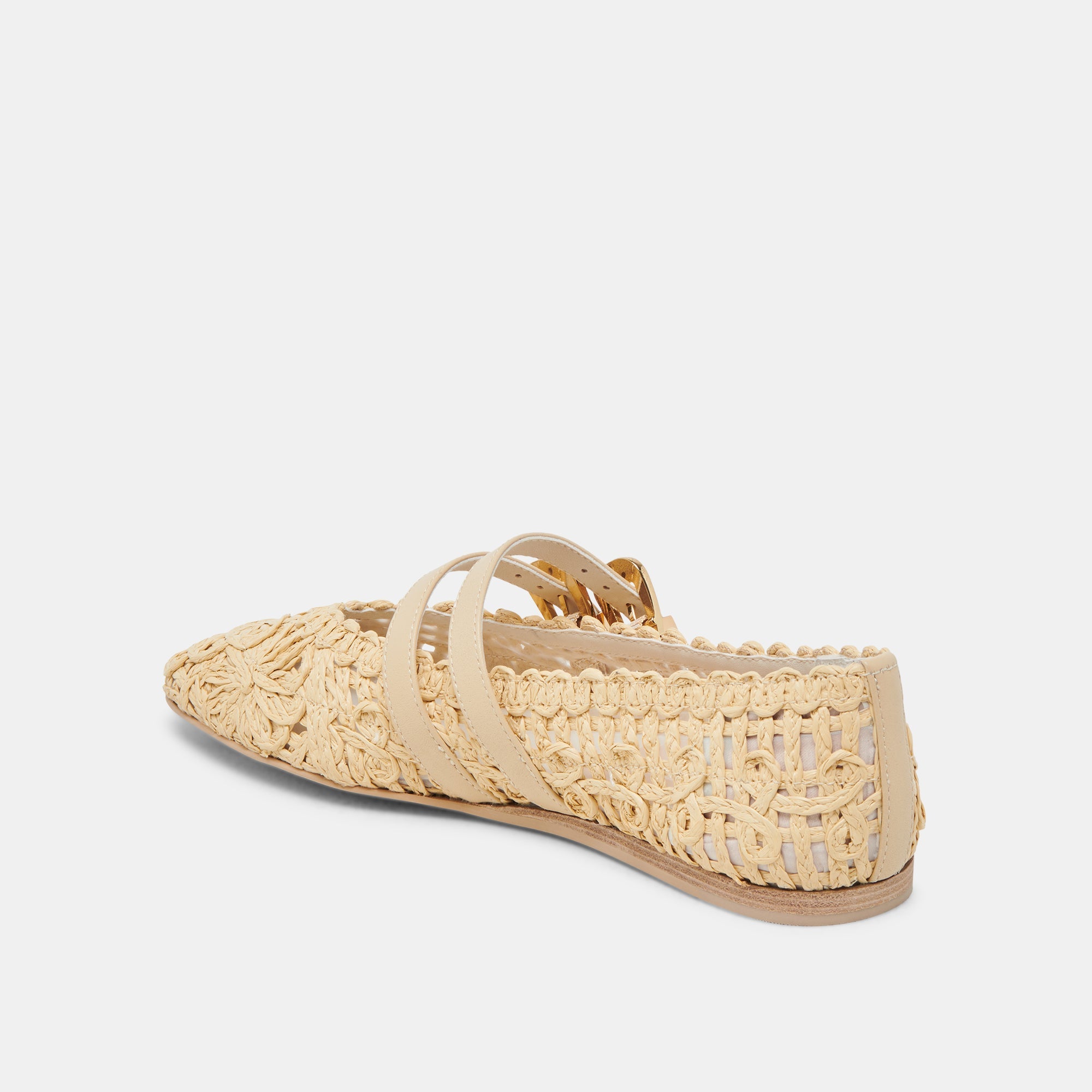 BAYLEE SUNFLOWER WIDE BALLET FLATS LT NATURAL MACRAME