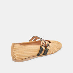 BAYLEE WIDE BALLET FLATS NATURAL RAFFIA