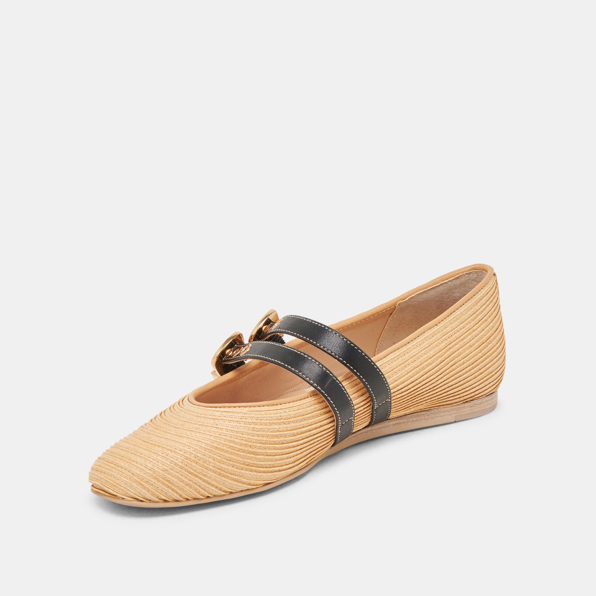 BAYLEE WIDE BALLET FLATS NATURAL RAFFIA