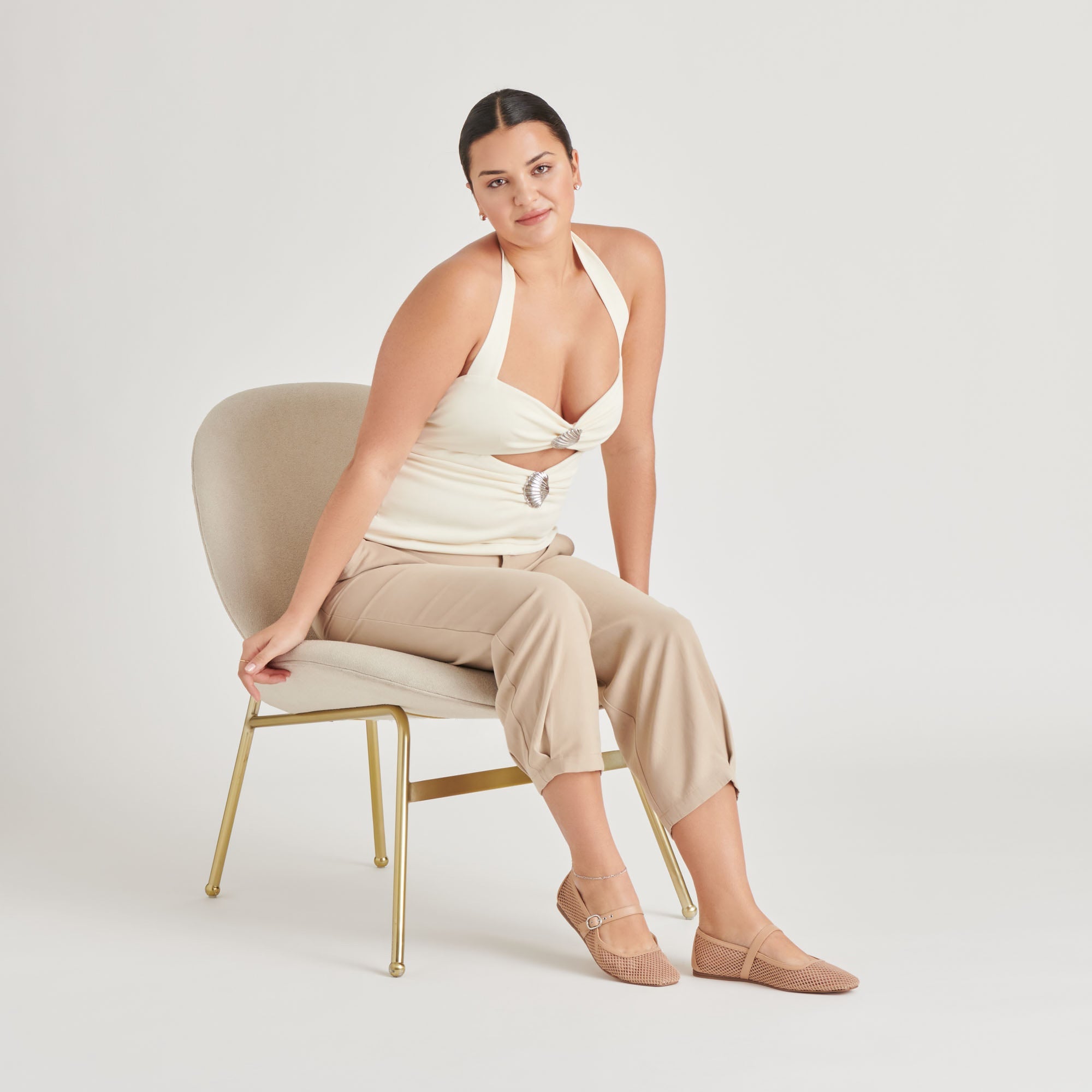 RODNI MESH BALLET FLATS LIGHT TAN WOVEN MESH